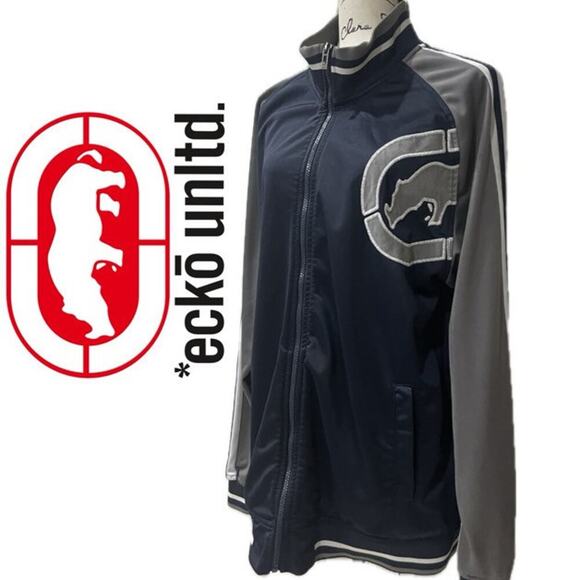 ECKO UNLIMITED TRACK JACKET RHINO BLUE/GRAY STREETWEAR RETRO SZ XL made 2015 - Picture 1 of 15